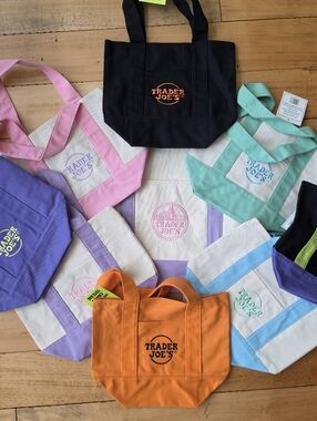 Trader Joe's Pastel, Halloween and Lavender Canvas Tote Bags